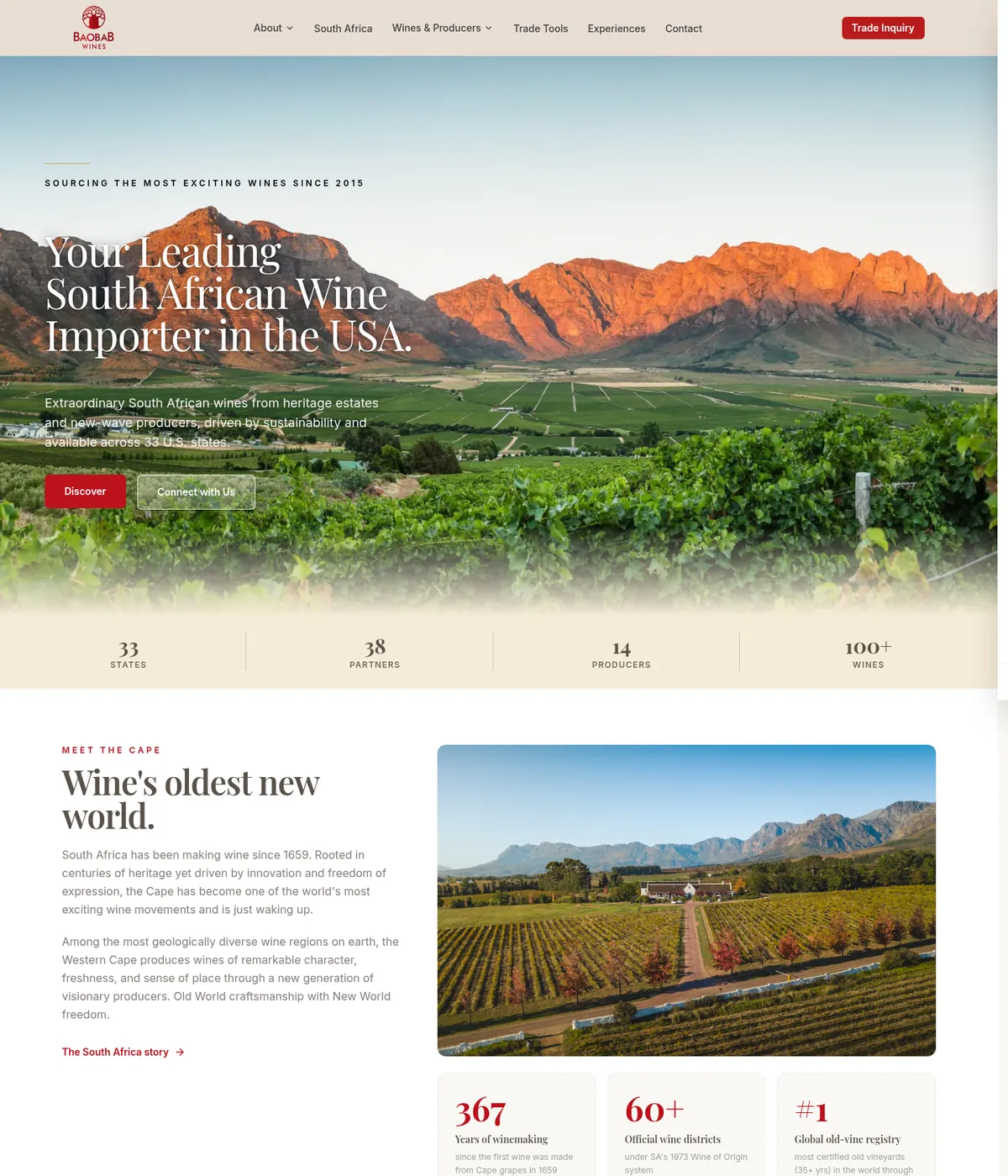 Baobab Wines website preview